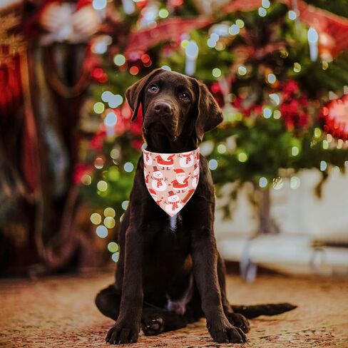 ADOGGYGO Christmas Dog Bandana, Red Green Merry Christmas Dog Scarf, Premium Durable Fabric, Adjustable Fit Dog Christmas Bandanas for Medium Large Dogs Pets (Large, Christmas) in Kuwait