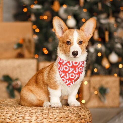 ADOGGYGO Christmas Dog Bandana, Red Green Merry Christmas Dog Scarf, Premium Durable Fabric, Adjustable Fit Dog Christmas Bandanas for Medium Large Dogs Pets (Large, Christmas) in Kuwait
