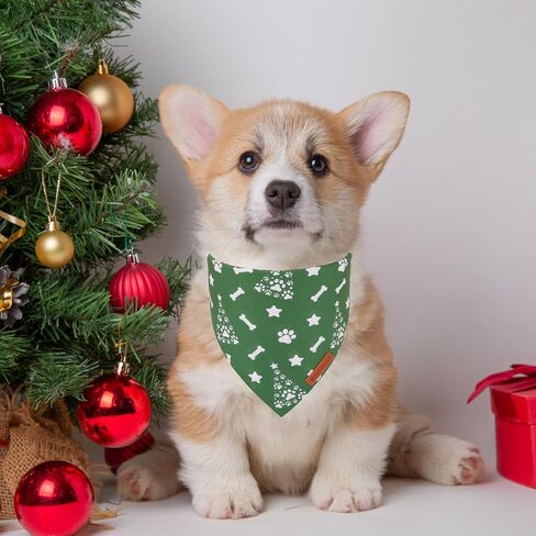 ADOGGYGO Christmas Dog Bandana, Red Green Merry Christmas Dog Scarf, Premium Durable Fabric, Adjustable Fit Dog Christmas Bandanas for Medium Large Dogs Pets (Large, Christmas) in Kuwait