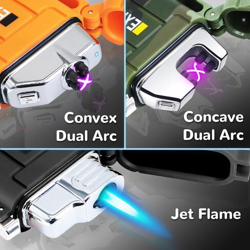 4 Pack Waterproof Lighter Outdoor Windproof Torch Lighters Dual Arc Lighters Butane Electric USB Rechargeable Flameless Plasma Lighter Camping Hiking Adventure Survival Tactical Gear in Saudi Arabia