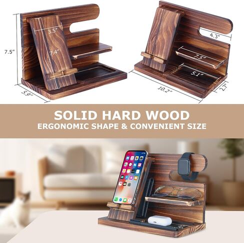 Wood Phone Docking Station, Nightstand Organizer Phone Docking Station for Men, Desk Night Stand Organizer Wood, Gift for Men Father's Day Boyfriend Birthday in Saudi Arabia