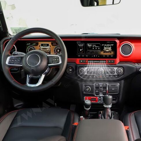 ZWNAV Z-pro Android Car Stereo Upgrade for Jeep Wrangler JL Gladiator 2018-2023, Digital Cluster Car GPS Navigation HeadUnit, Carplay BT 5.0 WiFi Multimedia Display Android Car Radio (Red) in Saudi Arabia