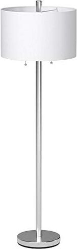 Adesso 4067-22 Boulevard Floor Lamp, 61 in., 2 x 100 W Incandescent/26W CFL, Brushed Steel Finish, 1 Tall Lamp in Kuwait
