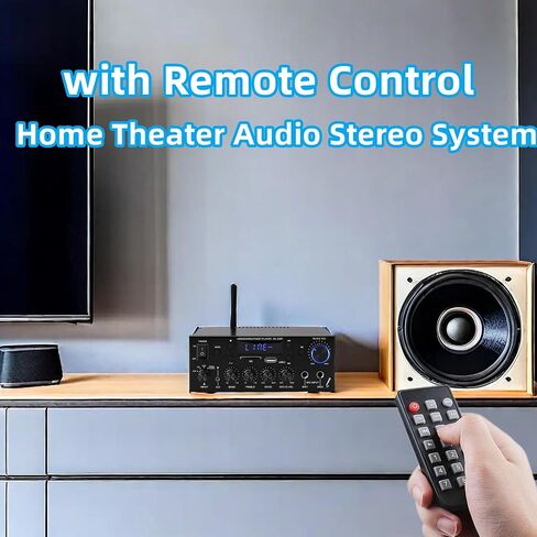 مضخم صوت 800 وات، مضخم صوت ستيريو منزلي بقناتين، RMS 60Wx2، بلوتوث 5.0، HiFi Mini Amp مع Echo، MIC، USB، SD، AUX، FM، للمنزل، السيارة، كاريوكي KS-33BT in Saudi Arabia