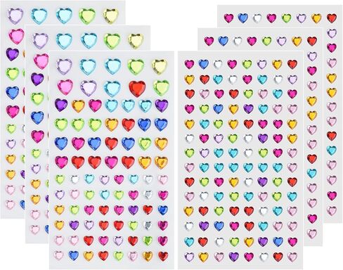 HAIIDOAK Gem Stickers for Crafts, 6 Sheets Self Adhesive Rhinestone Jewel Stickers, Various Shapes and Sizes for Kids' Crafts and scrapbooks in Saudi Arabia