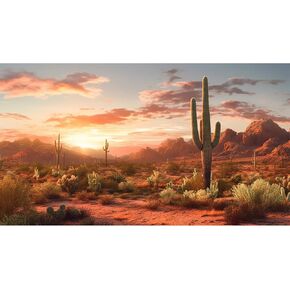 Desert Reptile Habitat Backdrop Sunset Desert Landscape Saguaro Cactus Gobi Plants Terrarium Background Sunset Sky Rugged Terrain Desert Colors Jungle Landscape Tank Backdrop Vinyl 36x18in