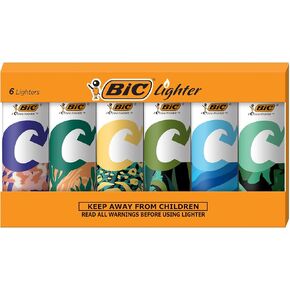BIC Ecolutions Maxi Pocket Lighter, 6-Pack of Ecofriendly Candle Lighters, 100% Recycled Packaging and 55% Recycled Metal, 30% Carbon Offset