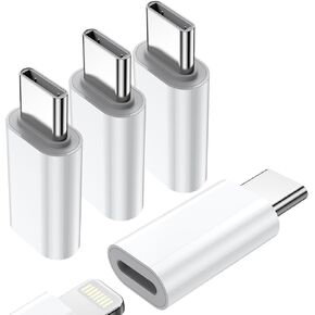 Female Lightning to USB C Male Adapter, Support Only Charging and Data Transfer for iPhone 16/15 Pro etc, USBC Male Adapter Not Support OTG Video and Audio Functions/Not Headphones/Not Apple Pencil