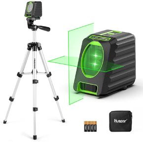 Laser Level with Tripod, Huepar 150Ft Self Leveling Lazer Level Outdoor Use, 150° Vertical Green Cross Line Level Laser for Picture Hanging, Tile, Construction Project - Pulse Mode (25.6 in Tripod)