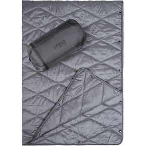 Camping Blanket for Cold Weather- Puffy, Packable, Ultra Warm and Lightweight with Snap Button Backpacking Quilt, for Sleeping, Outdoors, Travel, and Indoor Use - Large/Gray