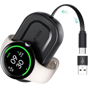 LVFAN Charger for Pixel Watch 3 2 & Fitbit Sense/Versa, Retractable USB C & USB A Charging Cable Replacement Accessories, Charger Stand for Google Pixel Watch 3 2 & Fitbit Versa 4 3 / Sense 2 / Sense