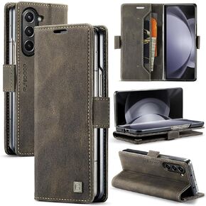 EYZUTAK Wallet Case for Samsung Galaxy Z Fold 4, Retro Matte Premium Protective Leather Case with RFID Blocking 3 Card & 1 Cash Slot Viewing Stand Magnetic Closure TPU Shell Flip Cover - Black