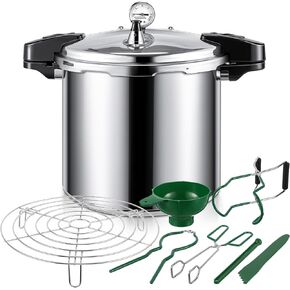 24qt Pressure Cooker for Canning Pressure Canner Supplies Kit, 6 Canning Supplies with Pressure Panner Stainless Steel Steam Rack Gauge for Canning, Silver