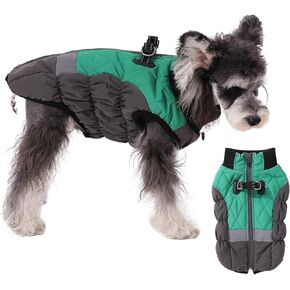 Norbi Warm Dog Coat, Dog Winter Coat with Harness Built in, Reflective Adjustable Dog Coats for Small Dogs, Warm Dog Jacket Windproof for Small Medium Dogs