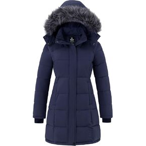 wantdo Women's Waterproof Winter Coat Warm Long Puffer Coat Hooded Thicken Parka