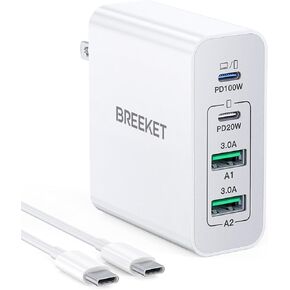 Mac Book Pro Charger - 140W 4 Port USB C Charger Block Fast Charger USBC Laptop Power Adapter Compatible with MacBook Pro/Air, iPad Pro, Samsung Galaxy and All USB C Device, 6.6FT USB-C Cable