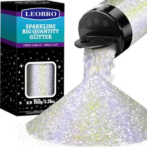 LEOBRO Blue Glitter، Glitter، 150g/5.29oz الراتنج بريق للحرف اليدوية، بريق جسم الأظافر لفنون الراتنج ديكور حفلات العطلات، جليتر أزرق ملكي، 1/24 بوصة (1 مم)