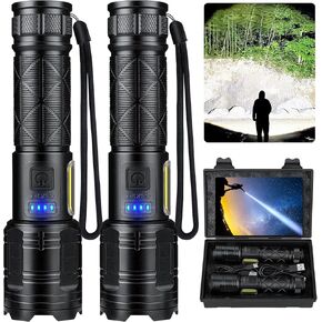 Cinlinso Rechargeable LED Flashlights 990000 High Lumens 2 Pack, Super Bright Flash Light with 7 Modes, IPX7 Waterproof, Powered Handheld Flashlight for Home Camping Emergencies