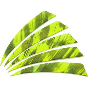 PATIKIL Shield Cut Vanes, 20 Pack 4 Inch Archery Arrow Fletch Turkey Feather Fletch Right Wing Fletching for DIY Target Shooting, Fluorescent Yellow