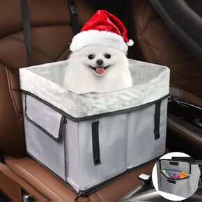 Eunice Small Dog Car Seat, Washable Detachable and Portable Dog Booster Car Seat with Clip-on Safety Leash, Puppy Car Seats with Storable Bottom Layer - Up to 25 lbs