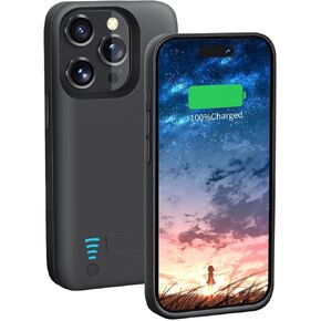 Battery Case for iPhone 16 Pro Max, 6000mAh Rechargeable Extended Battery Charging/Charger Case, Add 100% Extra Juice (6.9 inch) Black