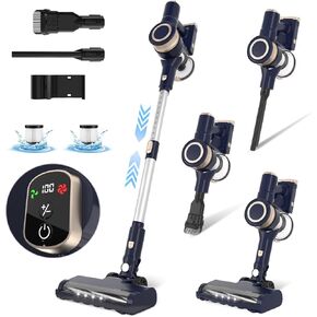 Stanew Cordless Vacuum Cleaner, 150W Wireless Vacuum Cleaner for Home, 4-in-1 Rechargeable Vacuum Cordless, LED Light, Powerful Suction, 40 Min Runtime, Vacuum for Carpet Hard Floor Pet Hair and Car