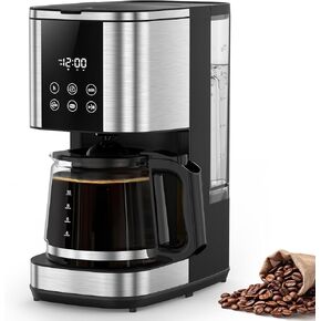 10-Cup Drip Coffee Maker, 24-Hour Programmable Coffee Brewer, Touch Screen, Coffee Strength Control, Reusable Filter, Coffee Pot, Energy Saving Auto Shut Off