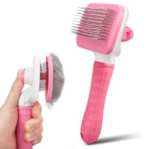 Dog & Cat Brush, Self Cleaning Slicker Brush for Pets, Dog Brush for Shedding Massaging and Grooming, Removes Loose Undercoat & Portable Comb for Long Short Haired Dogs Cats(Blue)