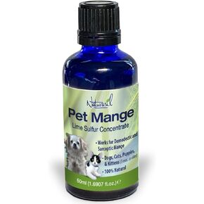 Sarcoptic & Demodectic Mange Relief Treatment by Naturasil - Concentrated Lime Sulfur Dip for Itch, Rash, Hot Spots, Ringworm & Scaly Skin | Topical Solution for Dogs & Cats 3+ Months | 50mL