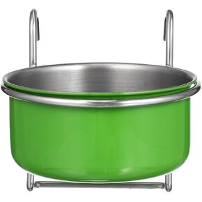 POPETPOP Hanging Parrot Bowl Bird Cage Feeding Cup Stainless Steel Water Feeder Bowl for Macaw African Gray Parakeet Canary Cockatiel Conure Green in Kuwait