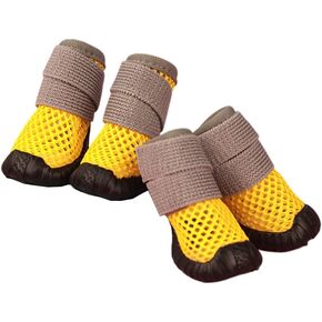 4pcs Dog Shoes Breathable Mesh Boots Shoes, Dog Boots for Dogs Non-Slip Dog Boots for Small Dogs, Anti-slip Cats Puppy Comfortable Booties Rose Red 12-14 Pounds Size 4
