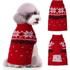 choyaxo Dog Christmas Sweater for Small Pet Dogs Cat Breathable Knitted Warm Cat Outfit for Christmas Warm Apparel for Winter (Red, Small)