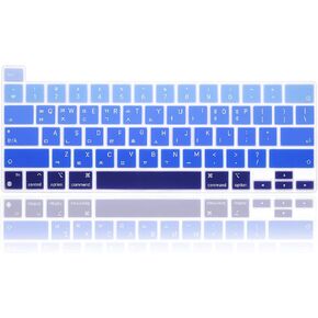 Ultra Thin Silicone Korean Language Keyboard Cover Skin for MacBook Pro 13 New M1 Chip (Model Number: A2338, 2020 Late),Accessories Protector US Version(Gradient Gray)