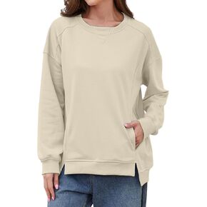 Womens Color Block Sweatshirts Long Sleeve Crewneck Loose Fit Pullover Oversized 2024 Fall Outfits Clothes Y2K Tops