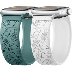 Stretchy Solo Loop Compatible for Apple Watch Band 40mm 41mm 38mm 42mm 44mm 45mm, Silicone Leopard Engraved Cheetah Pattern in Kuwait