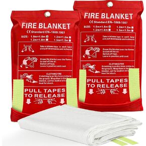 Emergency Fire Blanket - 2 Pack, 40x40 | Reflective Design, Durable Fiberglass Material for Essential Home & Kitchen Safety, Kitchen Must-Haves, and House Essentials