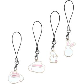 CHILDWEET 4Pcs Pendant Phone Charm Fluffy Bunny Keychain Cell Phone Hanging Charm Random Style Keychain Pendants for Mobile Phone Accessories