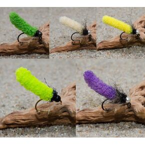 12 Mop Flies Assortment 2 | Mop Jig Tungsten Bead and Barbed Hooks | Fly Fishing Flies for Trout Size 10, 12, 14