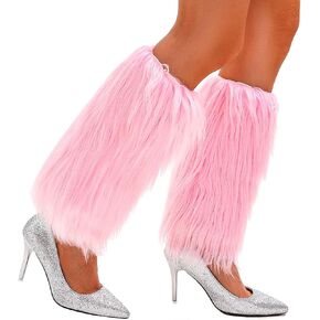 deladola Fuzzy Faux Fur Leg Warmers Winter Furry Long Boot Cuff Covers Dance Party Costume for Women