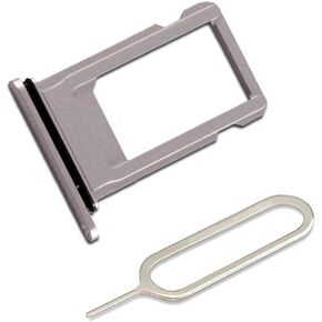 SIM Card Tray Replacement Parts for iPhone 8 SIM Card Holder + Cloth(Silver)