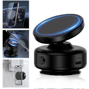 360° Rotatable Car Magnetic Phone Holder,360magnetic Phone Holder, Electric Vacuum Magnetic Car Phone Mount, 360° Rotating Magnetic Phone Holder, Magnetic Suction Phone Mount (Upgrade To Black)