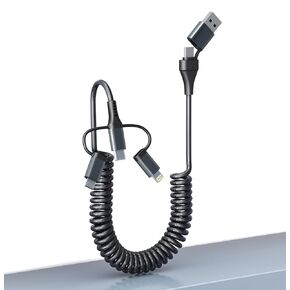 مجموعة كابلات USB إلى Lightning وUSBC-C - 60 وات [شحن عالي السرعة ونقل سريع للبيانات] سلك شحن USB C متعدد يدعم Apple CarPlay وAndroid Auto لأجهزة iPhone وSamsung وAndroid 6 في 1 كابل شحن