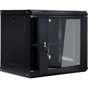 9U-01 Wall Mount Network Rack for 19 Inch Equipment 17 Inch Deep Server Rack Glass Locking Door