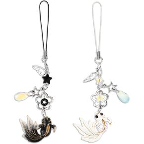 2 Pcs Phone Charm Y2K Aesthetic Cute Cell Phone Charms Strap Star Heart Kawaii Phone Straps Charms for Women Phone Case Keychain Camera Purse Bag Accessories Charms Pendants Decor