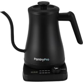 1.0L 1500W Rapid-Boil Electric Gooseneck Kettle - Stainless Steel Interior - Temperature Control, Auto Shut-Off, Boil-Dry Protection, LED Indicator - White