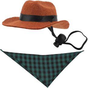 Pet Cowboy Hat and Scarf Set, Rabbits Pet Cowboy Hat Bandana Scarf Halloween Costumes Pet Decoration Accessories Funny Bunny Dog Cat Pet Clothes for Rabbits Guinea Pig