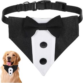 Dog Tuxedo Dog Suit Dog Wedding Bandana Collar with Bow Tie, Adjustable Dog Prince Wedding Bow Tie Shirt Formal Dog, Engagement Birthday Tuxedo for Small Medium Large Dogs Pets(M)