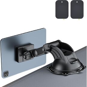 OHLPRO Magnetic Car Tablet Holder, Dashboard Phone Suction Cup Mount for iPad, 360° Rotating Super Strong Magnet for All iPhones Samsung Galaxy Tab Tablet Windshield TPU Suction Washable