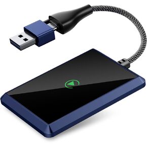 AOGUERBE Android Auto Wireless Adapter, Converts Factory Wired to Wireless for Factory Wired Android Auto Car, Wireless Control Plug & Play Dongle (for iOS 10+, Blue)