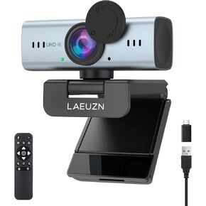 UHD 4K Webcam, Live Gaming USB Web Camera, Streaming Camera with Remote Control, Privacy Cover, Dual Noise Canceling Mics, Plug&Play, 7X-Zoom Autofocus Works with PC/Computer/Laptop/Mac etc